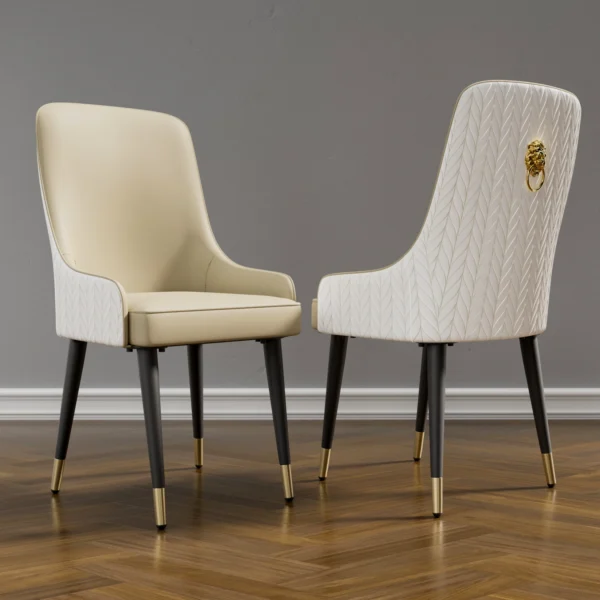 2pcs Luxury Microfiber Leather Upholstered Dining Chairs Lion Head Knocker Breakfast Kitchen Chairs for Island , Restaurant - Image 3
