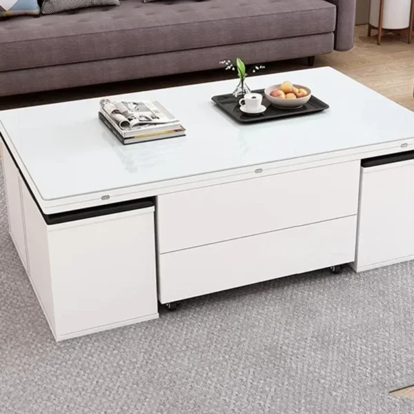Lift Up Room Coffee Table Trau White High Nordic Mobile Coffe Table Mesa Lateral Modern Stoliki Do Kawy Bedroom Furniture - Image 3