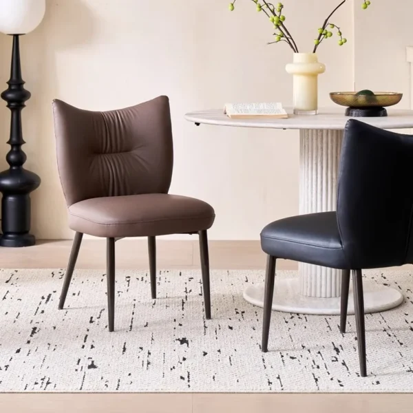 Dining chair set of 2 pieces PU leather comfortable backrest Medieval armless dining chair for dining room, living room bedroom - Image 4