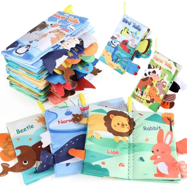 Baby Cloth Book Toys Cartoon Animals Tail Educational Ringed Paper Cloth Book Toys Enlightenment Baby Toys 0-12 Months Gifts - Image 2