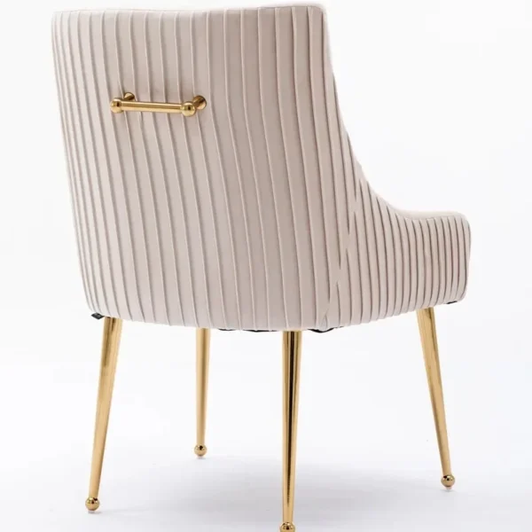 SEYNAR Modern Glam Boucle Pleated Velvet Dining Chair or Vanity Chair with Rear Handle - Image 2