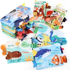 Baby Cloth Book Toys Cartoon Animals Tail Educational Ringed Paper Cloth Book Toys Enlightenment Baby Toys 0-12 Months Gifts