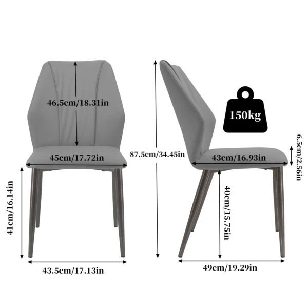 Upholstered PU Leather Dining Chair Set of 2 Kitchen High Back Armless Side Dinner Chairs for Living Room, Kitchen - Image 7