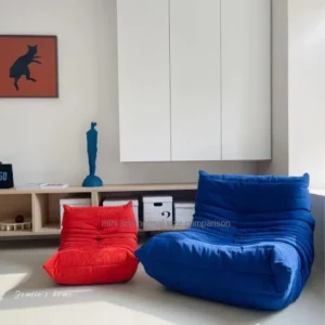 Unique Original Togo Style Leather Sofa Reclining Lazy Kids Seat Buttery Soft Replica Style Leather Sofa with Comfy Cushions