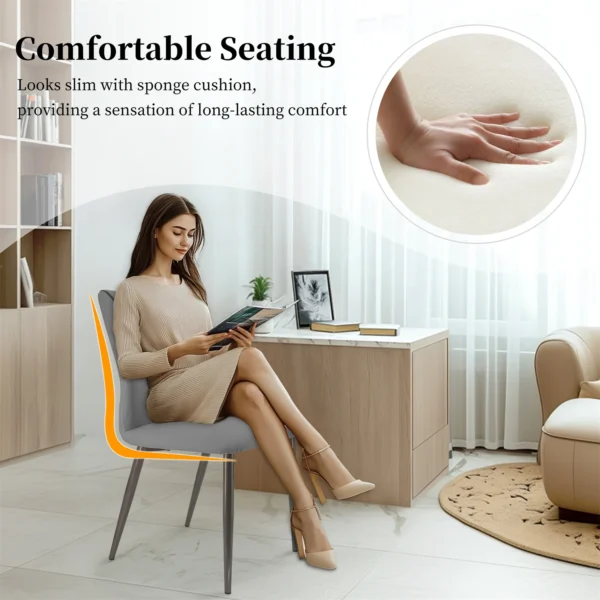Upholstered PU Leather Dining Chair Set of 2 Kitchen High Back Armless Side Dinner Chairs for Living Room, Kitchen - Image 8