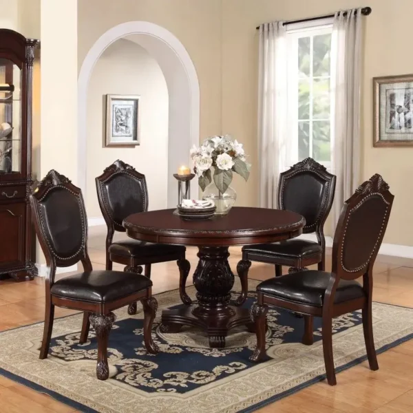 5pc Dining Set with 1 Classic Dining Table & 4x Side Chairs,Round Table, Chair