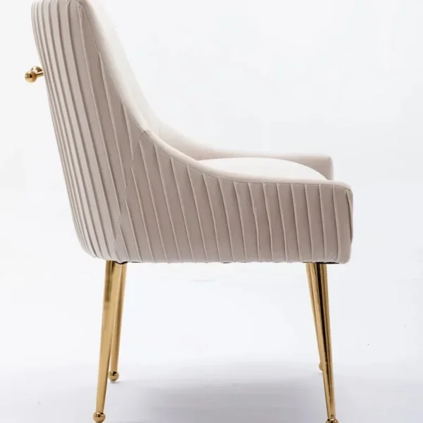 SEYNAR Modern Glam Boucle Pleated Velvet Dining Chair or Vanity Chair with Rear Handle - Image 4