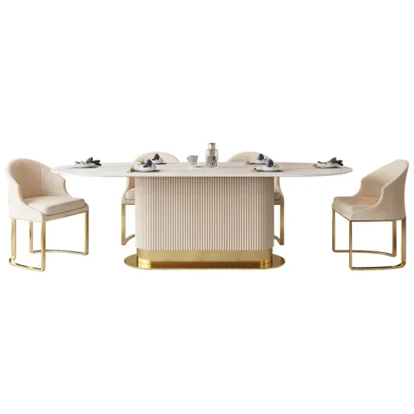 Dining Table, Marble Rock Table, Table and Chair Set Combination, Can Be Customized for Multi-person Family Use - Image 4