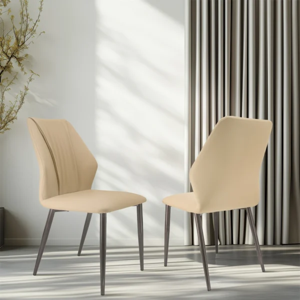 Upholstered PU Leather Dining Chair Set of 2 Kitchen High Back Armless Side Dinner Chairs for Living Room, Kitchen - Image 5