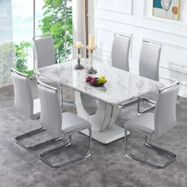 5-Piece Modern Dining Set with Wood Table and Chairs, Space-Saving Design, Rubber Wood Legs, Ideal for Kitchen or Dining Room
