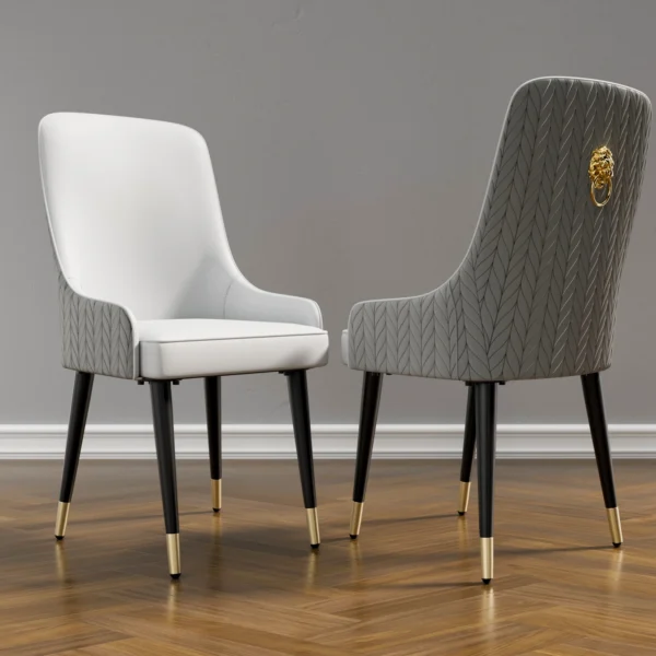 2pcs Luxury Microfiber Leather Upholstered Dining Chairs Lion Head Knocker Breakfast Kitchen Chairs for Island , Restaurant - Image 2
