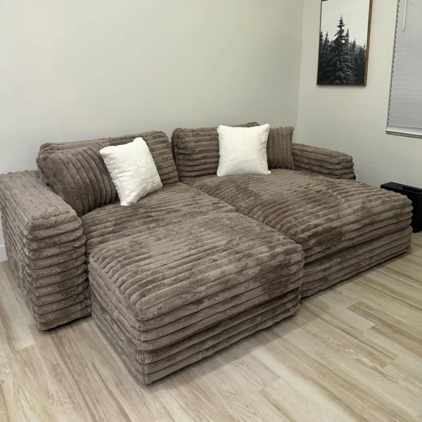 American Thick Striped Corduroy Modular Combination Sofa Living Room Sofa Set