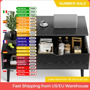 JHK Lift Top Coffee Tables For Living Room 39.37"x19.7" Desk Tea Wood Dining Tables Adjustable Storage Shelf Easy Lift Or Lower