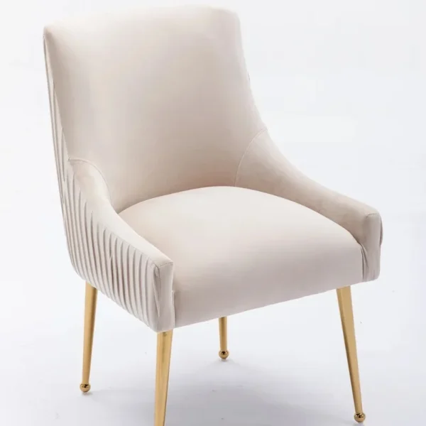 SEYNAR Modern Glam Boucle Pleated Velvet Dining Chair or Vanity Chair with Rear Handle - Image 3