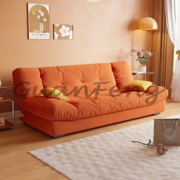 Cloud dual-purpose foldable sofa, multifunctional sofa bed, living room, small unit, modern and simple cream - Image 4