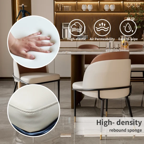Dining Chairs Set of 2, Faux Leather Dining Chairs Upholstered Padded Modern Dining Room Chairs Back Wood Kitchen Make Up Chairs - Image 5