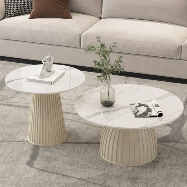 Designer White Coffee Table Round Kitchen Home Unique Coffee Tables Living Room Nordic Tavolino Da Salotto Furniture Decoration - Image 2