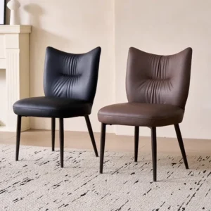 Dining chair set of 2 pieces PU leather comfortable backrest Medieval armless dining chair for dining room, living room bedroom
