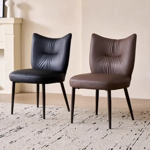 Dining chair set of 2 pieces PU leather comfortable backrest Medieval armless dining chair for dining room, living room bedroom