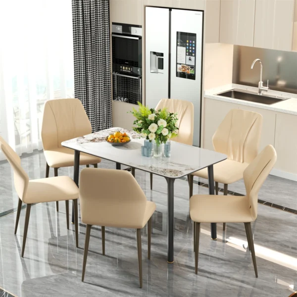 Upholstered PU Leather Dining Chair Set of 2 Kitchen High Back Armless Side Dinner Chairs for Living Room, Kitchen - Image 3