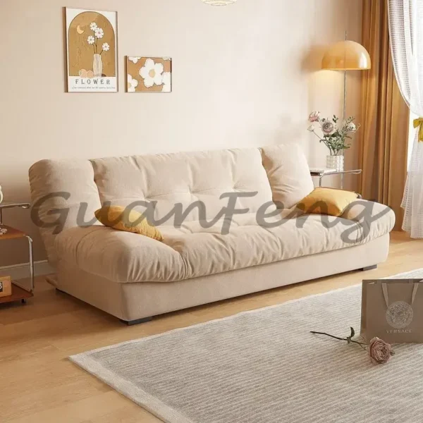 Cloud dual-purpose foldable sofa, multifunctional sofa bed, living room, small unit, modern and simple cream - Image 2
