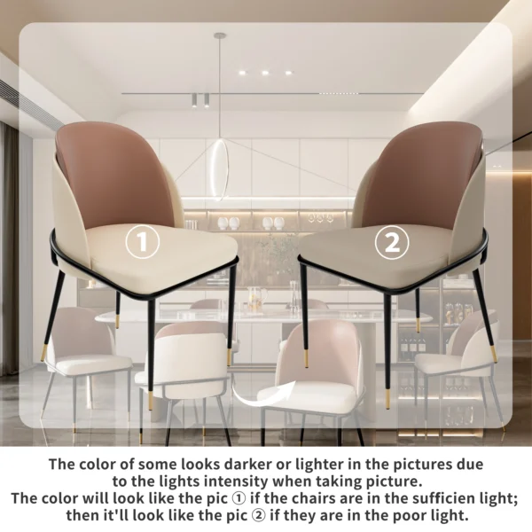Dining Chairs Set of 2, Faux Leather Dining Chairs Upholstered Padded Modern Dining Room Chairs Back Wood Kitchen Make Up Chairs - Image 6
