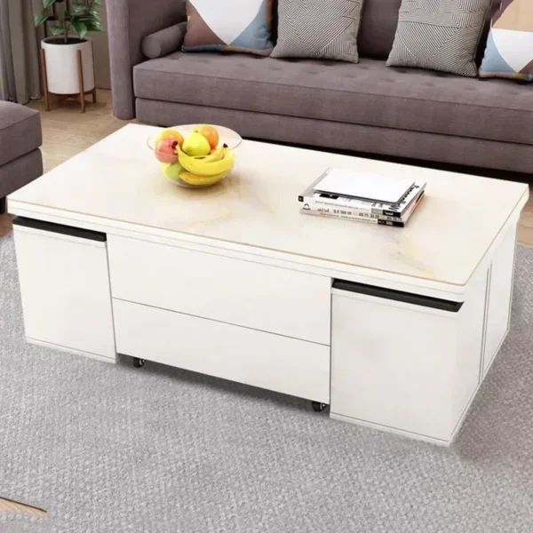 Lift Up Room Coffee Table Trau White High Nordic Mobile Coffe Table Mesa Lateral Modern Stoliki Do Kawy Bedroom Furniture - Image 4
